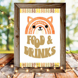 Poster 4x6 Comida e Bebidas Boho Floresta Raposa Aniversá