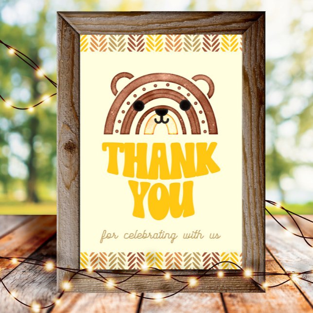 Poster 4x6 Obrigado Boho Floresta Urso Aniversário (Criador carregado)