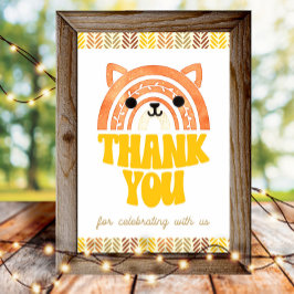 Poster 4x6 Obrigado Boho Woodland Raposa Aniversário
