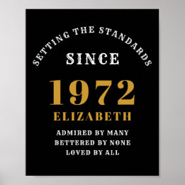 Poster 50º aniversário 1972 Chic Dourado Elegante