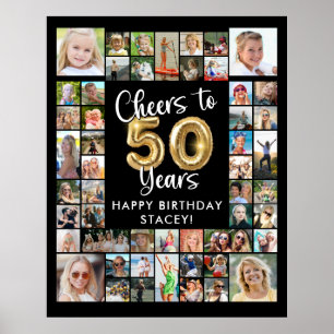 Poster 50º Aniversário 51 Foto Colagem Cheers to 50 Anos
