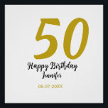 Póster 50º aniversário adicionar nome data ano modelo neg<br><div class="desc">design editável</div>
