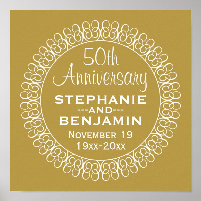 Póster 50º Aniversário de Casamento Personalizado (Frente)