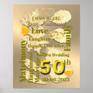 Poster 50º aniversário Dourado de casamento