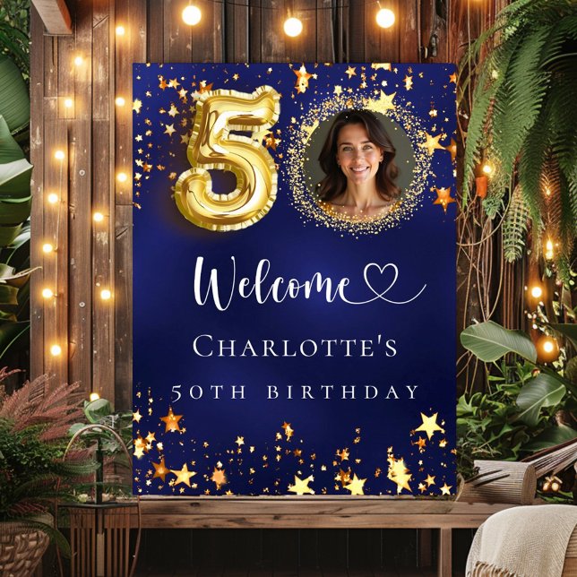 Poster 50º Aniversário estrelas de ouro azul (Criador carregado)