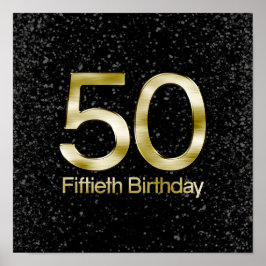 Póster 50º aniversário, Gelão Dourado Elegante Preto