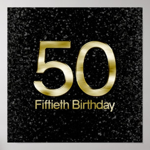 Póster 50º aniversário, Gelão Dourado Elegante Preto