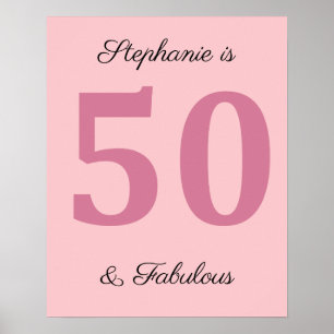 Poster 50º Aniversário Nome Rosa Cinquenta e Fabuloso Clá