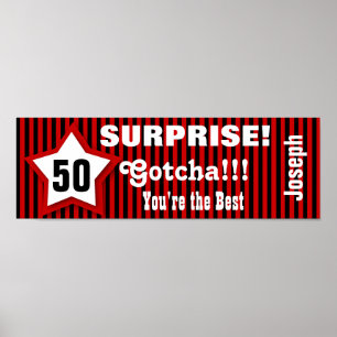 Póster 50º Banner estelar de aniversário SURPRISE persona