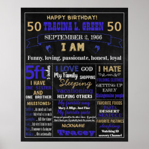 Poster 50º BIrthday bolo adulto smash Chalkboard