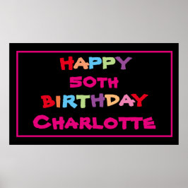 Poster 50º Nome Personalizado - 50ª Festa de aniversário