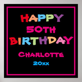 Poster 50º Sinal de 50º aniversário moderno personalizado