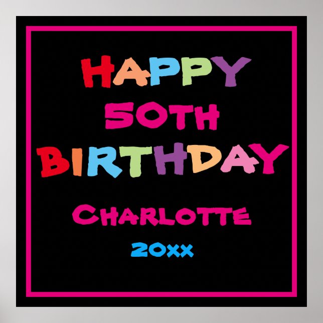 Poster 50º Sinal de 50º aniversário moderno personalizado (Frente)