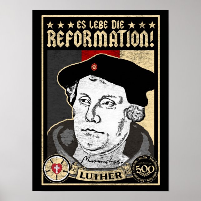 Póster 500º aniversário da reforma Luther Poster-Alemã (Frente)