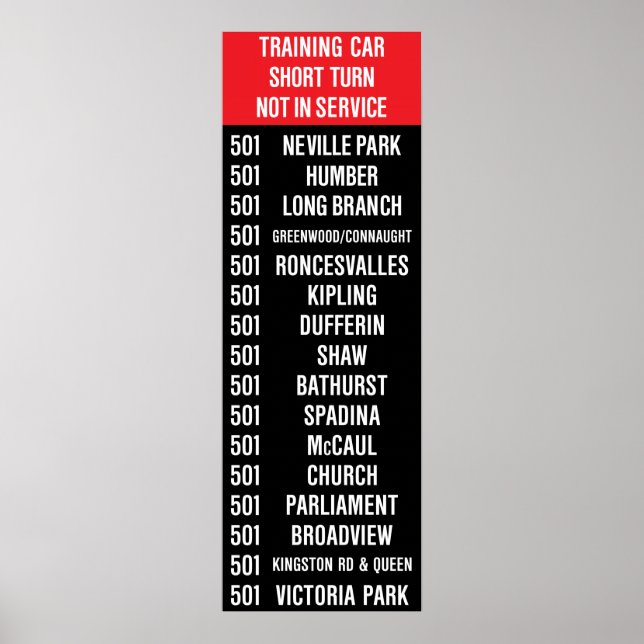 Póster 501 Queen Streetcar Rollsign (Frente)