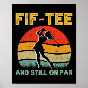 Poster 50.º aniversário Golfe Design feminino retrô 50 an