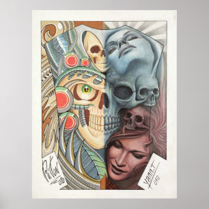 Póster 50/50 de repro da ARTE do TATUAGEM
