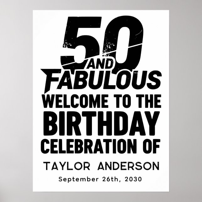 Poster 50 and Fabulous Bold Grunge Welcome Celebration (Frente)