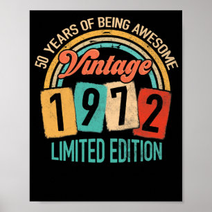 Poster 50 Anos De Idade Em 1972 50º Aniversário