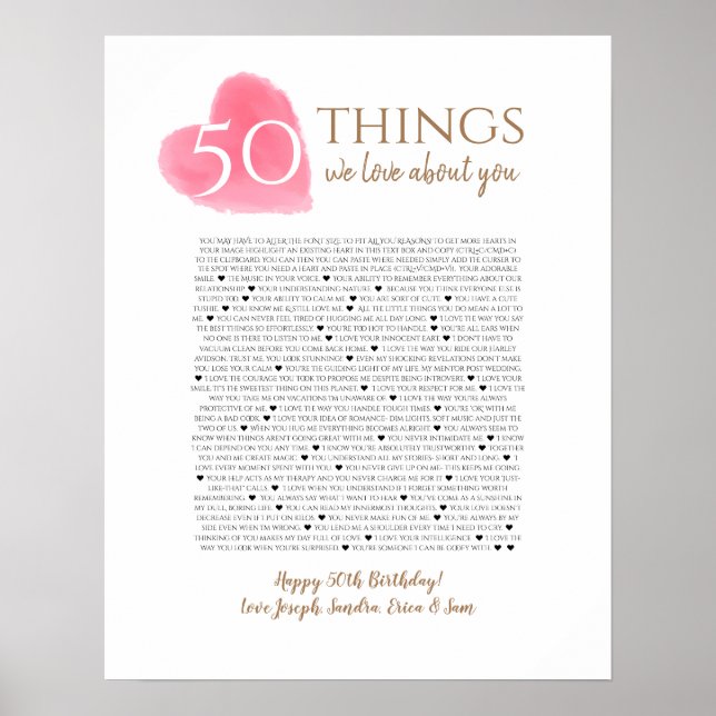 Poster 50 coisas que amamos sobre a sua mãe coração d'águ (Frente)