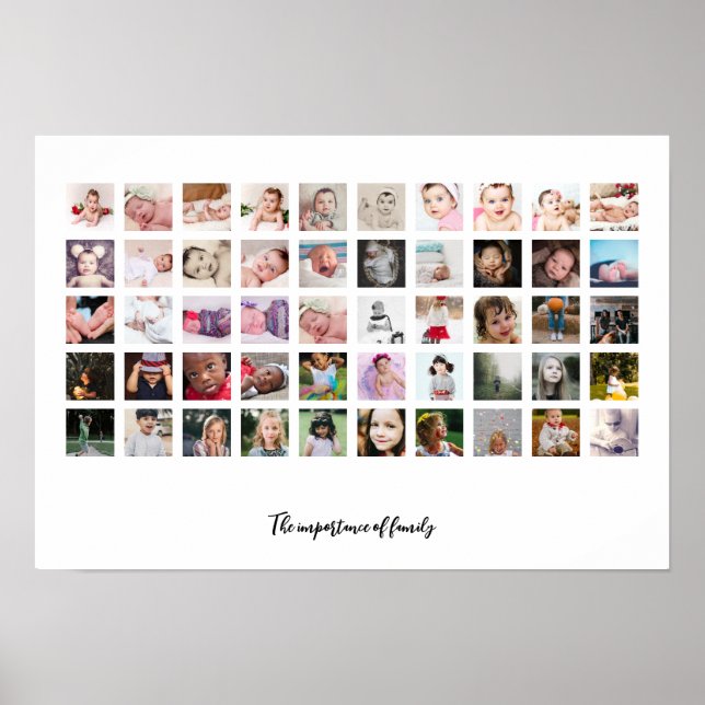 Poster 50 Colagem de Fotos e Texto Personalizado (Frente)