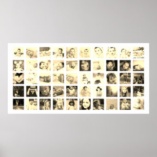 Poster 50 Colagem de Fotos Personalizada (Sepia)