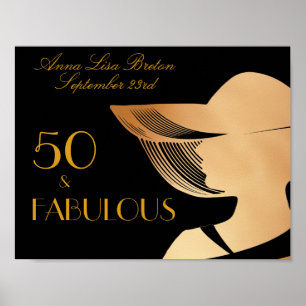 Poster 50 e fabulosa arte Deco Ouro elegante 50. º aniver