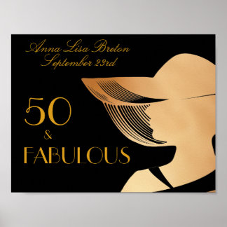 Poster 50 e fabulosa arte Deco Ouro elegante 50. º aniver
