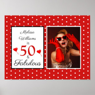 Poster 50 e Fabulosa Foto Vermelha 50º Aniversário Vermel