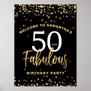 Poster 50 e Fabuloso Aniversário de Boas-Vindas Preto e D