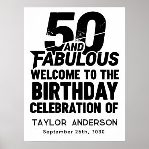 Poster 50 e Fabuloso Celebração de Boas-Vindas Grunge Neg