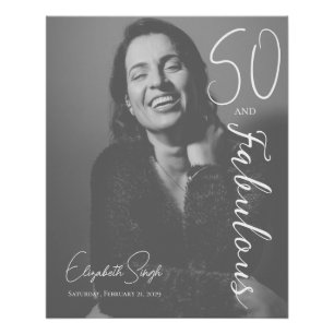 Póster 50 e Fabuloso Foto Aniversário Preto & Branco