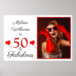 Poster 50 e Fabuloso nome Foto Vermelha Grande 50, aniver