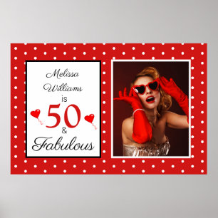 Poster 50 e Foto Fabulosa Vermelho 50.º Aniversário Verme