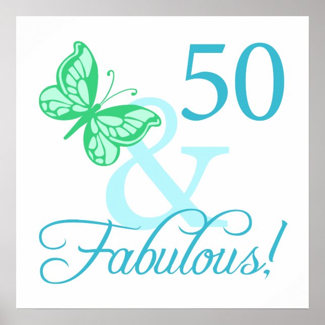 Poster 50 E Presentes De Aniversário Fabulosos (Aqua) (Frente)