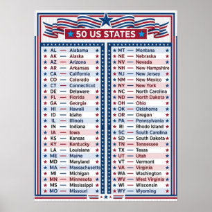 Poster ★ 50 Estados Unidos da América - Nacional Vermelho