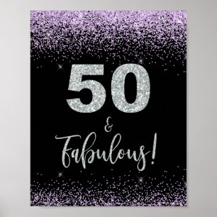 Poster 50 & Fabuloso sinal do partido Purple & Silver Con