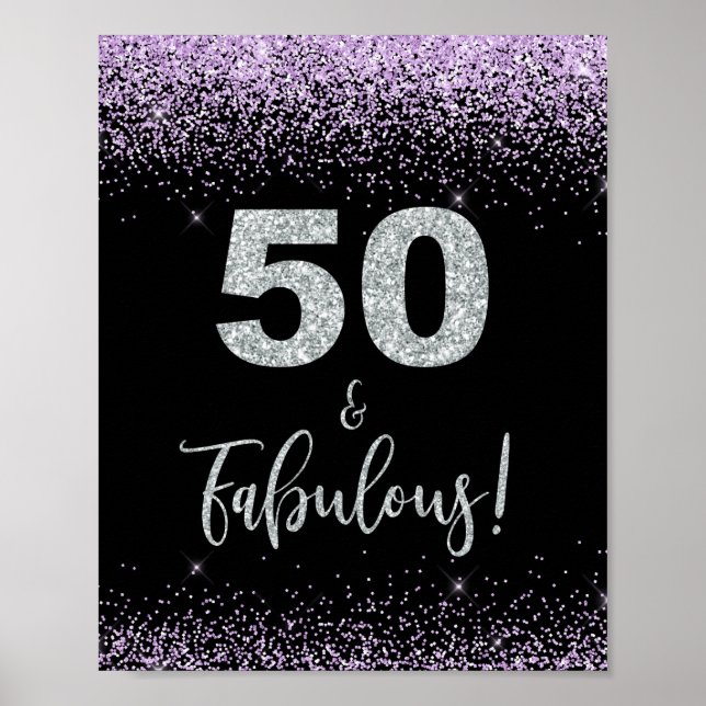 Poster 50 & Fabuloso sinal do partido Purple & Silver Con (Frente)