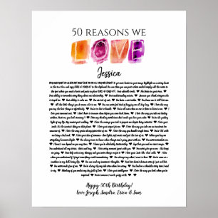 Poster 50 razões pelas quais amamos seu presente de anive