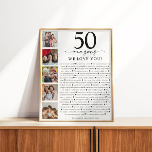 Póster 50 Razões pelas Quais Nós Te Amamos Aniversário ou