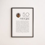 Poster 50 Razões Que Te Amo Dar Para O Aniversário Do Mil<br><div class="desc">50 razões pelas quais te amo poster com foto. Você pode excluir a opção de foto por meio do botão Personalizar.</div>