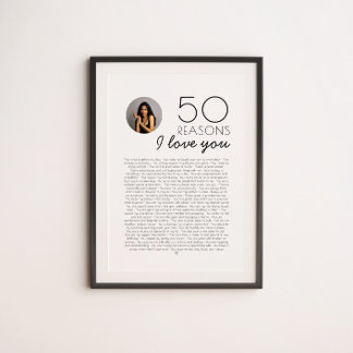 Poster 50 Razões Que Te Amo Dar Para O Aniversário Do Mil
