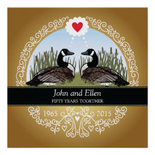 Póster 50th aniversário de casamento personalizado,