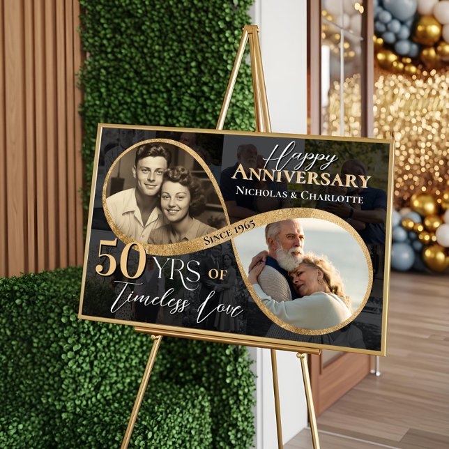 Poster 50th Happy Anniversary Then & Now Gold Infinity (50th Happy Anniversary Then & Now Gold Infinity Poster)