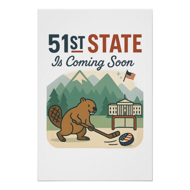 Póster 51rua State Beaver Hockey no Canadá Design de Band (Frente)