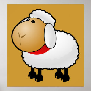 Póster 54-Cartoon-Cartoon-Sheep-Clipart-Illustration