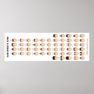 Poster 54 estilos de pêlos faciais