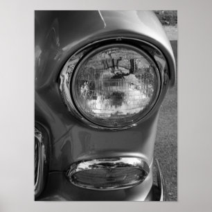 Póster 55 Chevy Headlight Grayscale