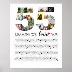 Poster 55 razões pelas quais amamos você colagem de fotos
