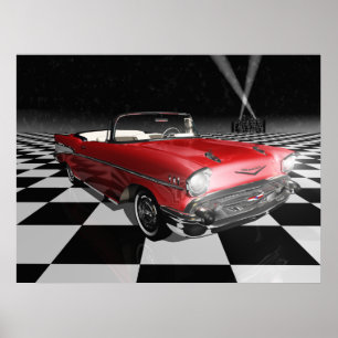 Póster '57 Chevy no tabuleiro de damas